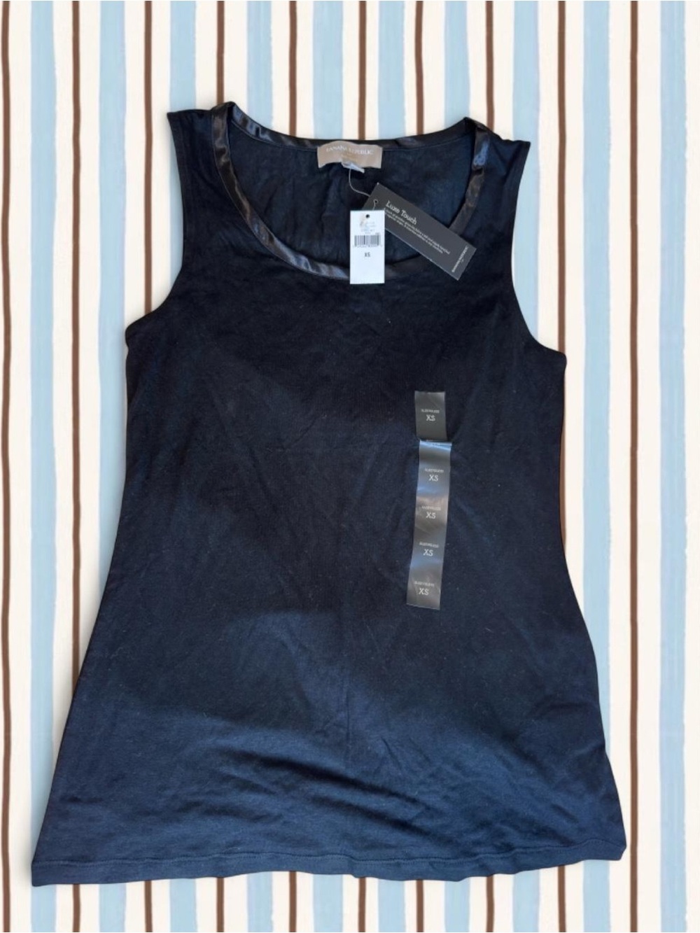 Banana Republic Black Satin-Trim Sleeveless Tank